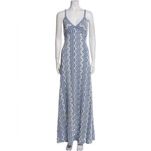 Ramy Brook Blue and White Wave Maxi Dress